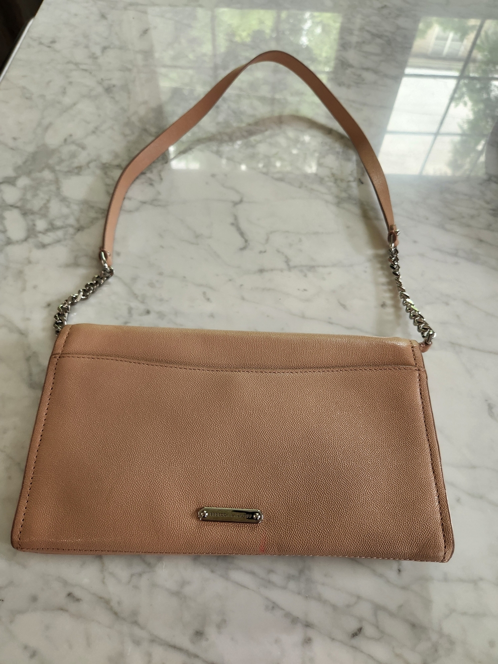 Rebecca Minkoff Blush Tan Leather Shoulder Bag with Silver Ring Hardware - Picture 2 of 4